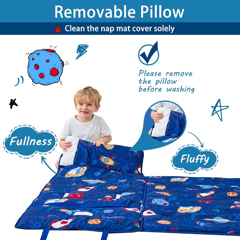 lasoftan Toddler Nap Mat with Pillow and Blanket, Extra Large Rolled Napping Mats,Slumber Bags for Boys Girls,Kids Sleeping Bag for Daycare, Preschool Travel Camping - Image 5
